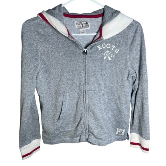 Roots Large Kids Girls 9 10 Yrs Zip Up Sweater Tops Sweatshirt 9 10 Grey Boxy Lg - Picture 5 of 8
